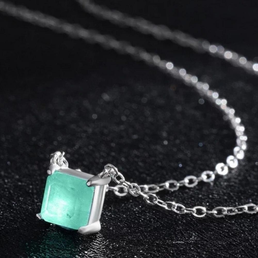 925 Sterling Silver Classic Charm Tourmaline Chain Necklace For Women - Picture 2 of 5